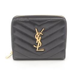 Saint Laurent Monogram Bi-fold Wallet Leather Women's Black 668288AA41000