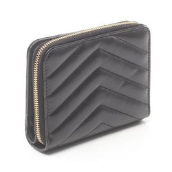 Saint Laurent Monogram Bi-fold Wallet Leather Women's Black 668288AA41000