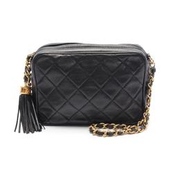 CHANEL Matelasse Shoulder Bag, Lambskin, Women's, Black