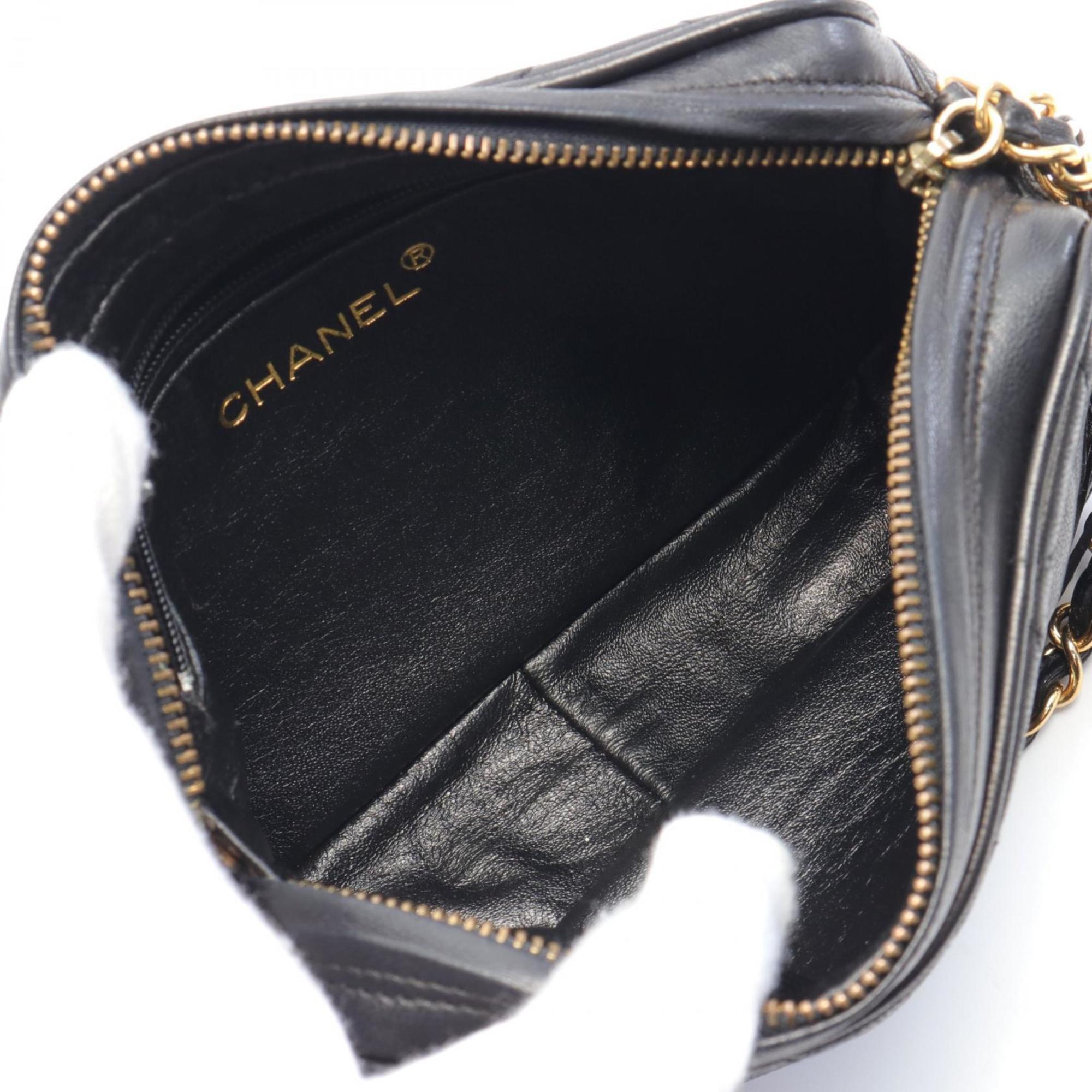 CHANEL Matelasse Shoulder Bag, Lambskin, Women's, Black