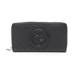 GUCCI Blondie Round Long Wallet Leather Women's Black 760312