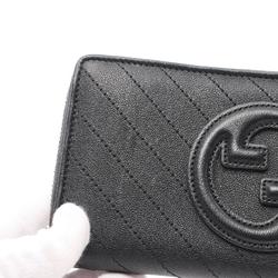 GUCCI Blondie Round Long Wallet Leather Women's Black 760312