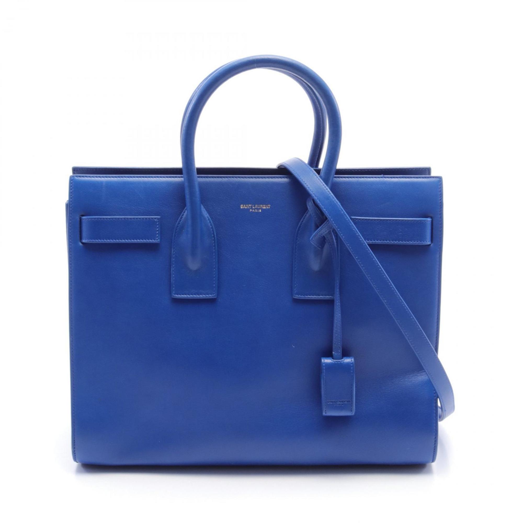 Saint Laurent Sac de Jour handbag, leather, women's, blue, 324823