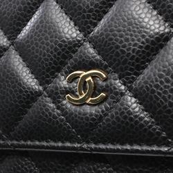 CHANEL Matelasse Shoulder Bag, Caviar Skin (Grained Calf), Women's, Black, AP0250