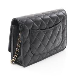 CHANEL Matelasse Shoulder Bag, Caviar Skin (Grained Calf), Women's, Black, AP0250