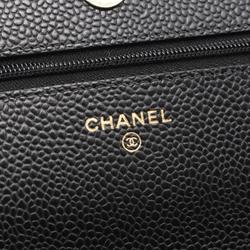 CHANEL Matelasse Shoulder Bag, Caviar Skin (Grained Calf), Women's, Black, AP0250