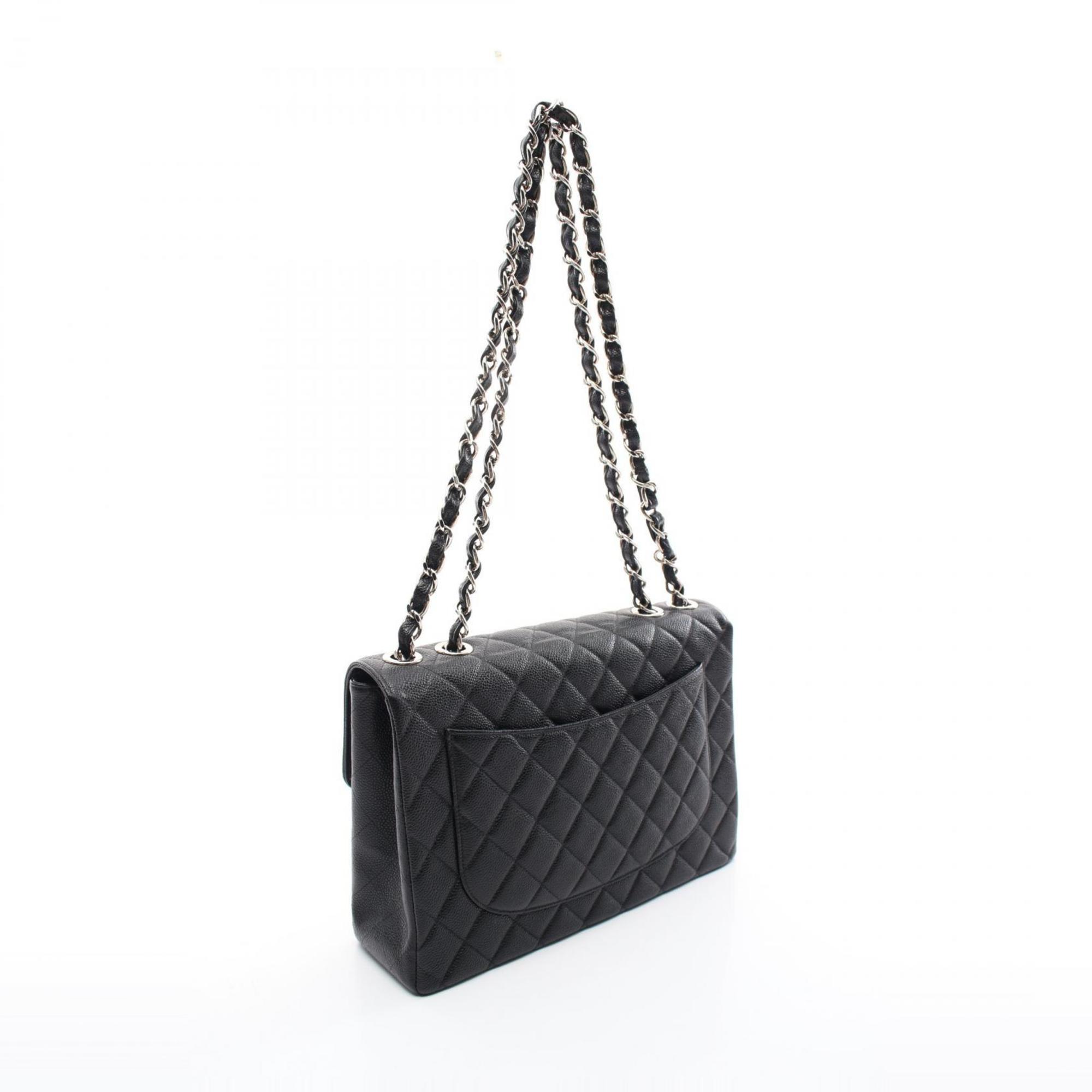 CHANEL Deca Matelasse 30 Single Flap Shoulder Bag Caviar Skin (Grained Calf) Women's Black A04412