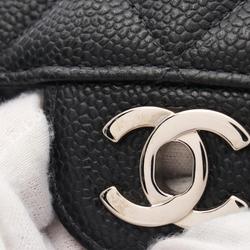 CHANEL Deca Matelasse 30 Single Flap Shoulder Bag Caviar Skin (Grained Calf) Women's Black A04412