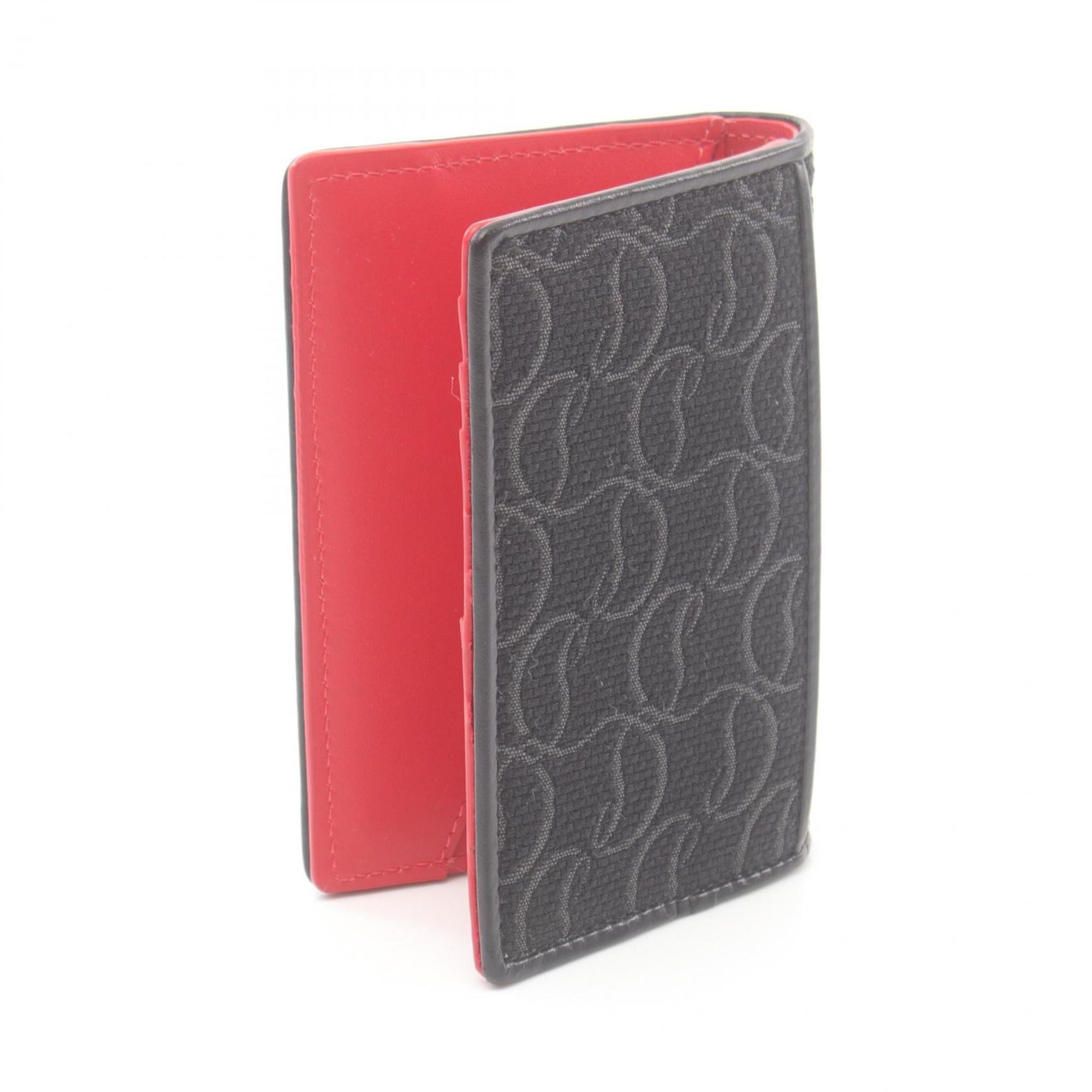 Christian Louboutin Business Card Holder/Card Case Canvas Men's Women's Black 1245221B137