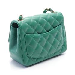 CHANEL Matelasse Shoulder Bag Leather Women's Green 35200