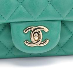 CHANEL Matelasse Shoulder Bag Leather Women's Green 35200