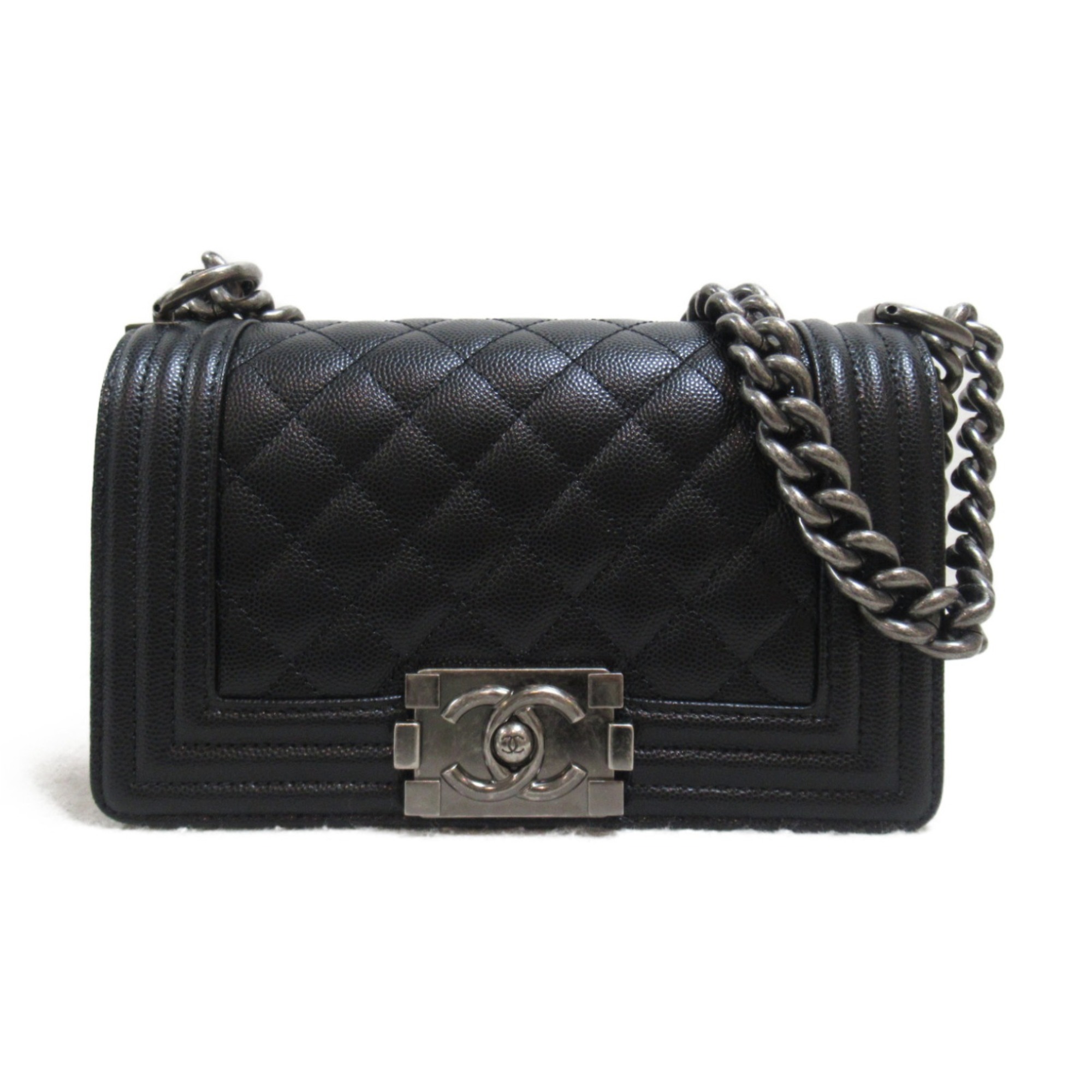 CHANEL Boy Chanel Chain Shoulder Bag Caviar Skin Grained Calf Women s Black A67085 eLADY Globazone