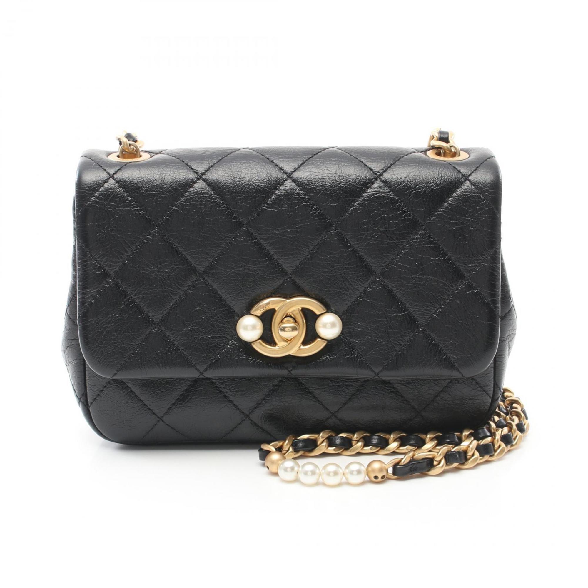 CHANEL Matelasse Shoulder Bag, Lambskin, Women's, Black