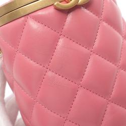 CHANEL Matelasse Shoulder Bag, Lambskin, Women's, Pink