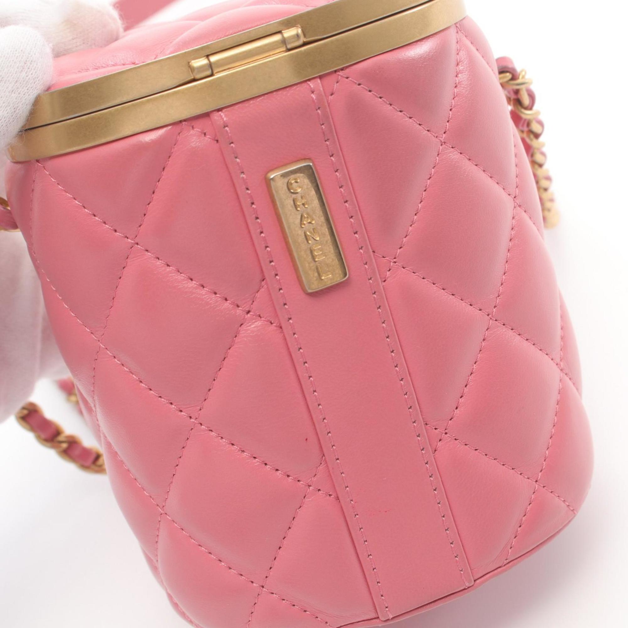 CHANEL Matelasse Shoulder Bag, Lambskin, Women's, Pink