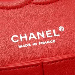 CHANEL Matelasse Double Flap Shoulder Bag, Lambskin, Women's, Red, A01112