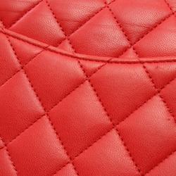 CHANEL Matelasse Double Flap Shoulder Bag, Lambskin, Women's, Red, A01112