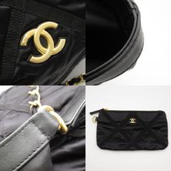 CHANEL Maxi 2way Bag Leather Nylon Women's Black AS3152