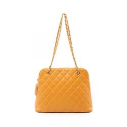 CHANEL Matelasse Shoulder Bag, Caviar Skin (Grained Calf), Women's, Yellow