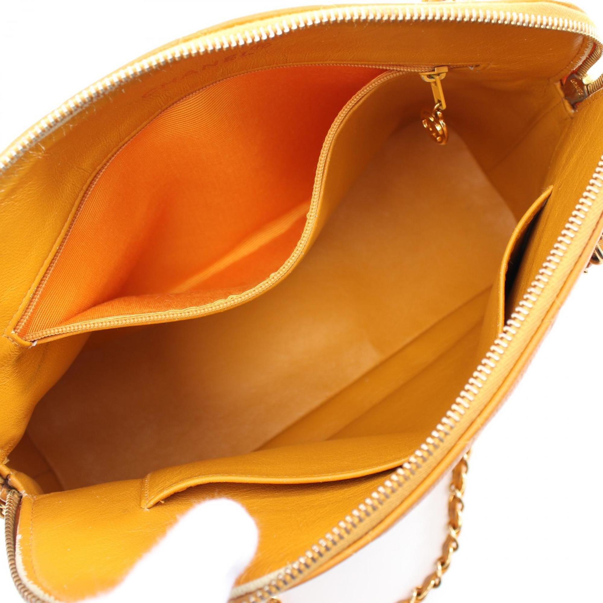 CHANEL Matelasse Shoulder Bag, Caviar Skin (Grained Calf), Women's, Yellow