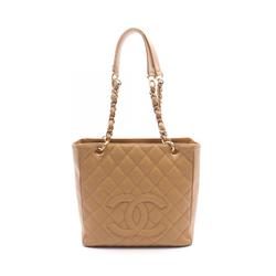 CHANEL Matelasse PST Tote Bag, Caviar Skin (Grained Calf), Women's, Beige, A50994