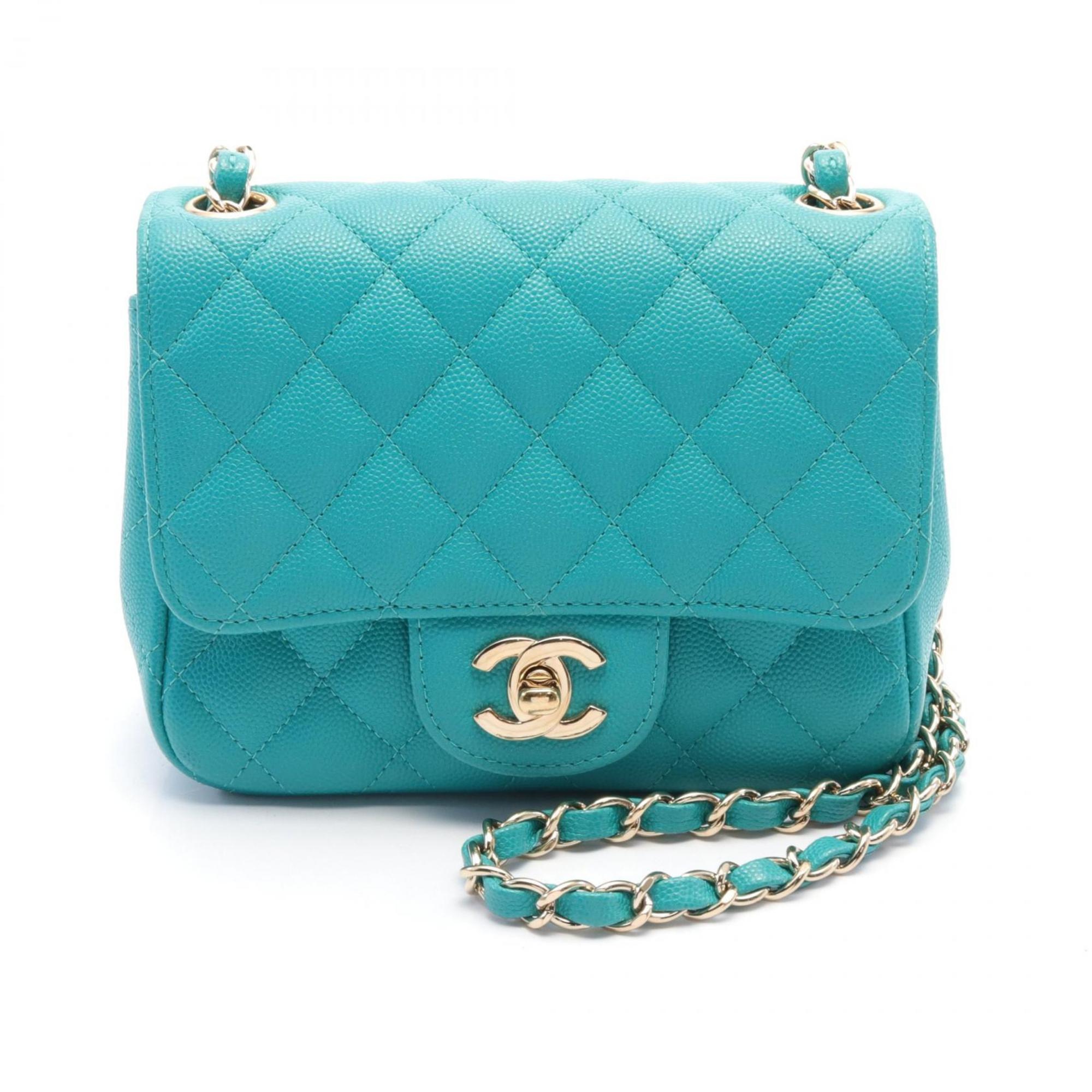 CHANEL Matelasse Shoulder Bag Caviar Skin (Grained Calf) Women's Green 35200