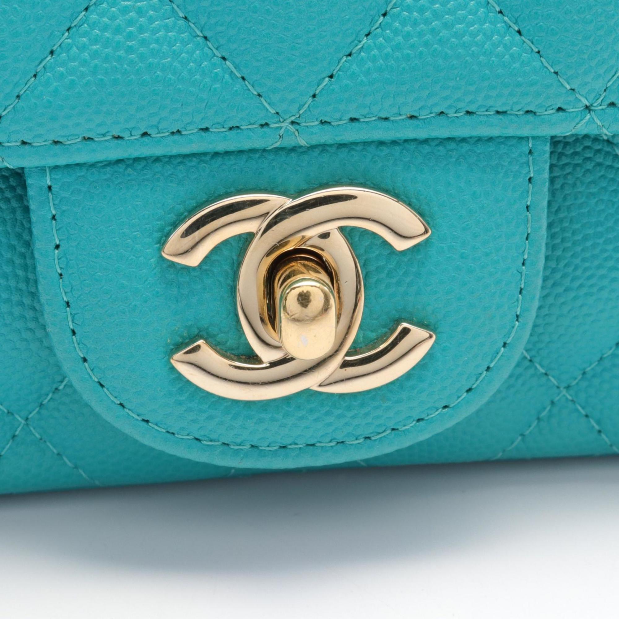 CHANEL Matelasse Shoulder Bag Caviar Skin (Grained Calf) Women's Green 35200