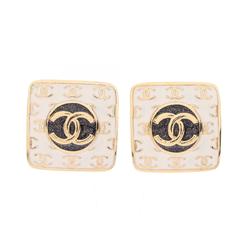 CHANEL Coco Mark Earrings GP (Gold Plated) Women's Gold White Navy