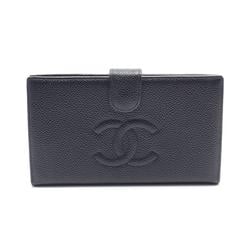 CHANEL Coco Mark Bi-fold Long Wallet Caviar Skin Women's Black