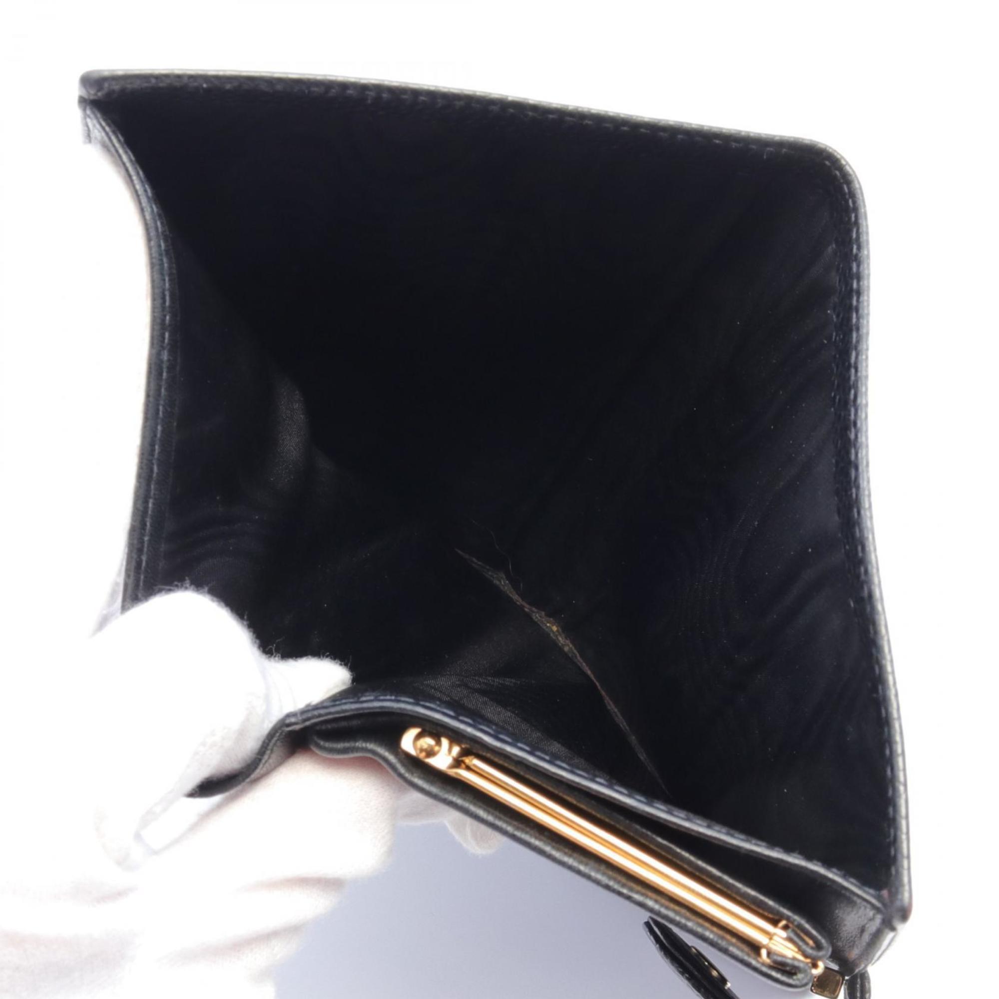 CHANEL Coco Mark Bi-fold Long Wallet Caviar Skin Women's Black