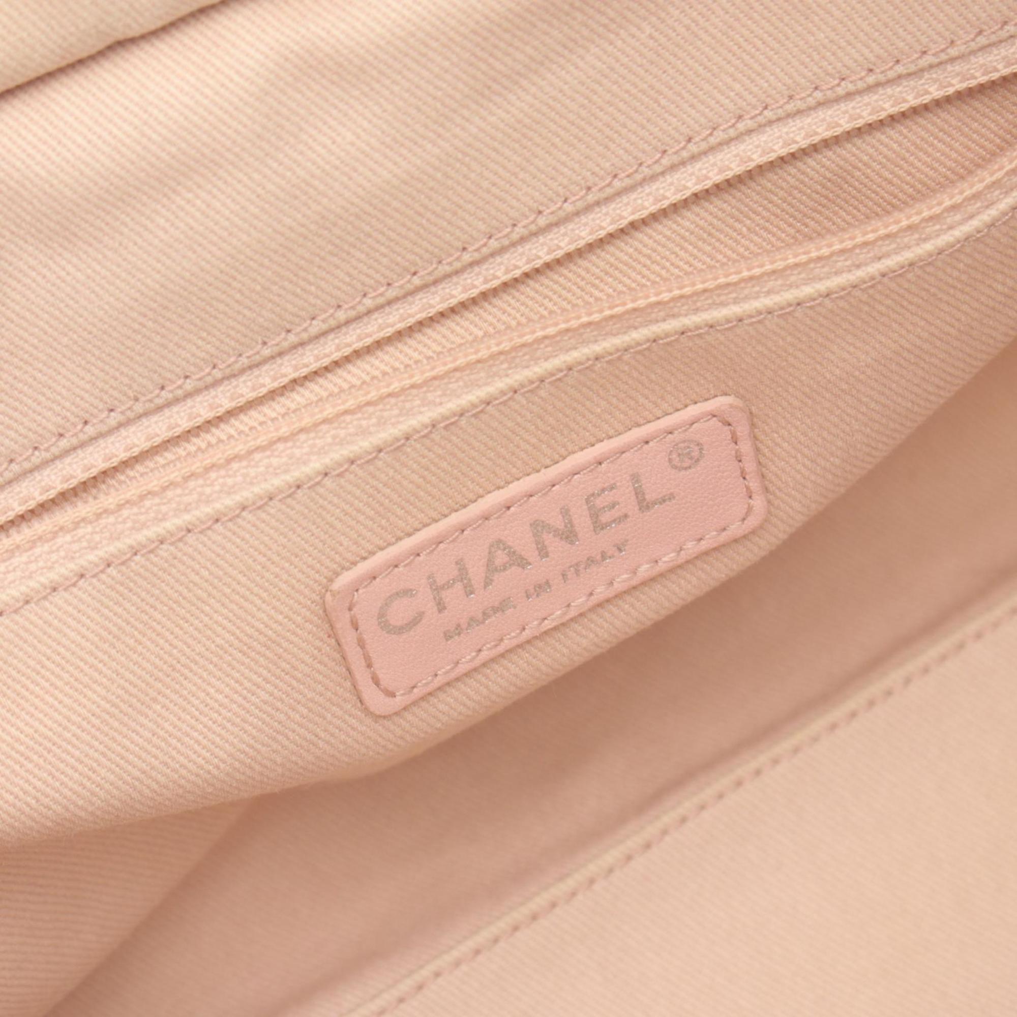 CHANEL Deauville Bowling Bag Shoulder Canvas Leather Women's Pink A92749