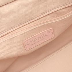 CHANEL Deauville Bowling Bag Shoulder Canvas Leather Women's Pink A92749