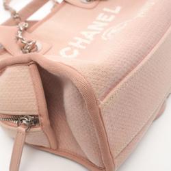 CHANEL Deauville Bowling Bag Shoulder Canvas Leather Women's Pink A92749