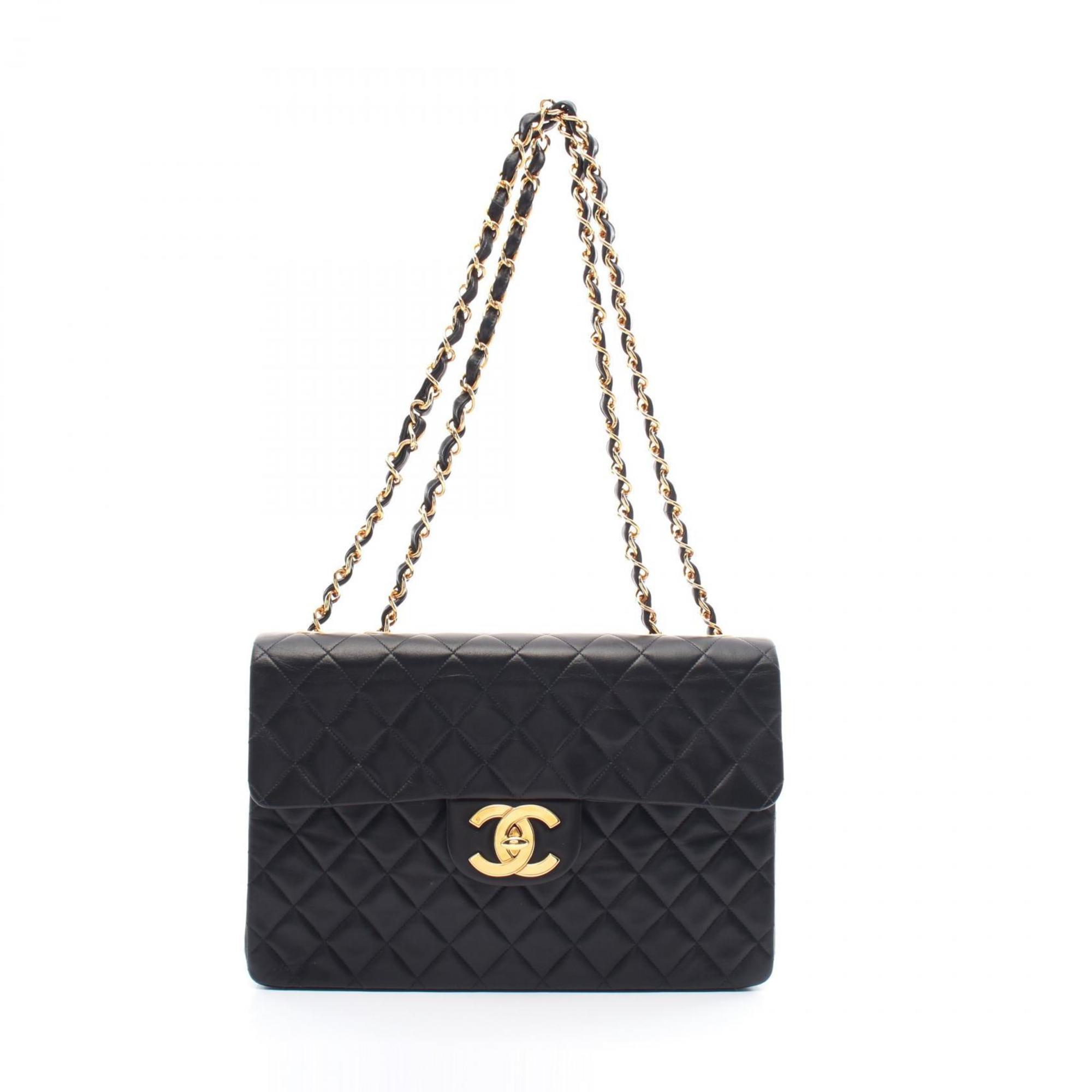 CHANEL Deca Matelasse 34 Shoulder Bag, Lambskin (Sheepskin), Women's, Black, A01094