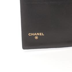 CHANEL Coco Mark Bi-fold Long Wallet Lambskin (Sheepskin) Women's Black