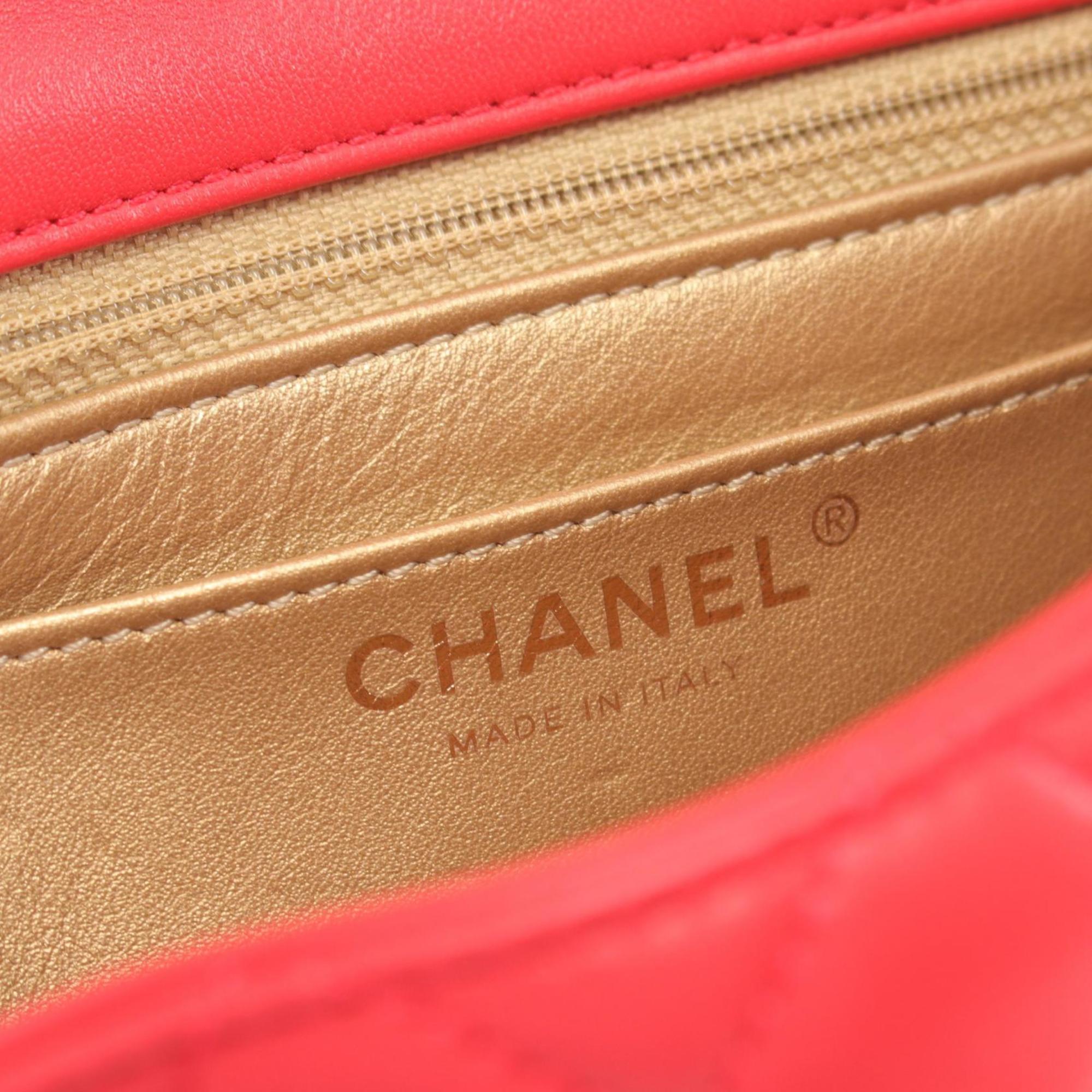 CHANEL Matelasse Flap Bag Shoulder Lambskin (Sheepskin) Women's Red AS1787