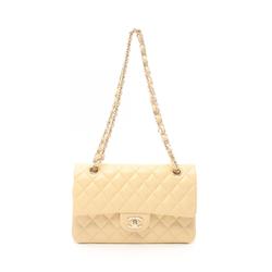 CHANEL Matelasse W-flap Shoulder Bag, Lambskin, Women's, Ivory, 1113