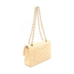 CHANEL Matelasse W-flap Shoulder Bag, Lambskin, Women's, Ivory, 1113