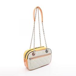 CHANEL Matelasse Camera Bag Shoulder Leather Women's White Yellow Multicolor A2939945