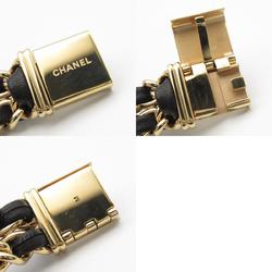 CHANEL Premiere Original Edition M Watch GP (Gold Plated) Leather Strap Women's Black H6951