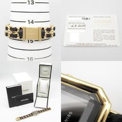 CHANEL Premiere Original Edition M Watch GP (Gold Plated) Leather Strap Women's Black H6951