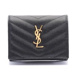 Saint Laurent Monogram Bi-fold Wallet Leather Women's Black 668290BOWA11000