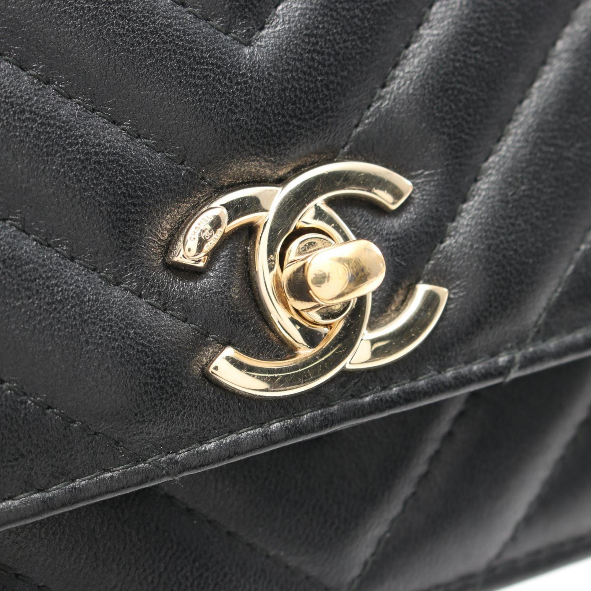 CHANEL Trendy CC V-stitch shoulder bag, lambskin, women's, black, A80982