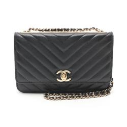 CHANEL Trendy CC V-stitch shoulder bag, lambskin, women's, black, A80982