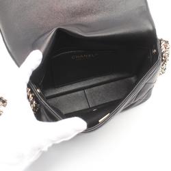 CHANEL Matelasse Shoulder Bag Leather Women's Black AS3100