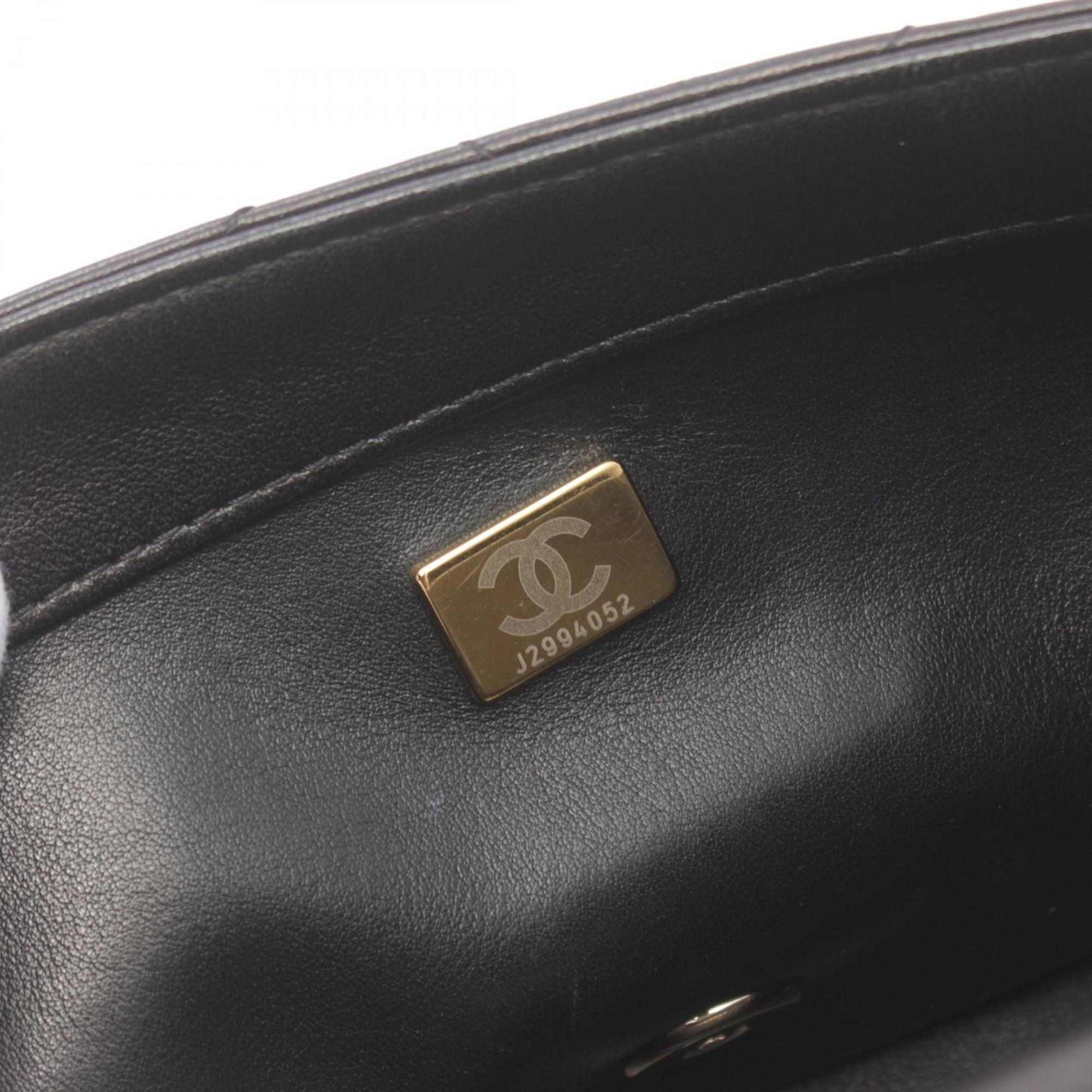 CHANEL Matelasse Shoulder Bag Leather Women's Black AS3100