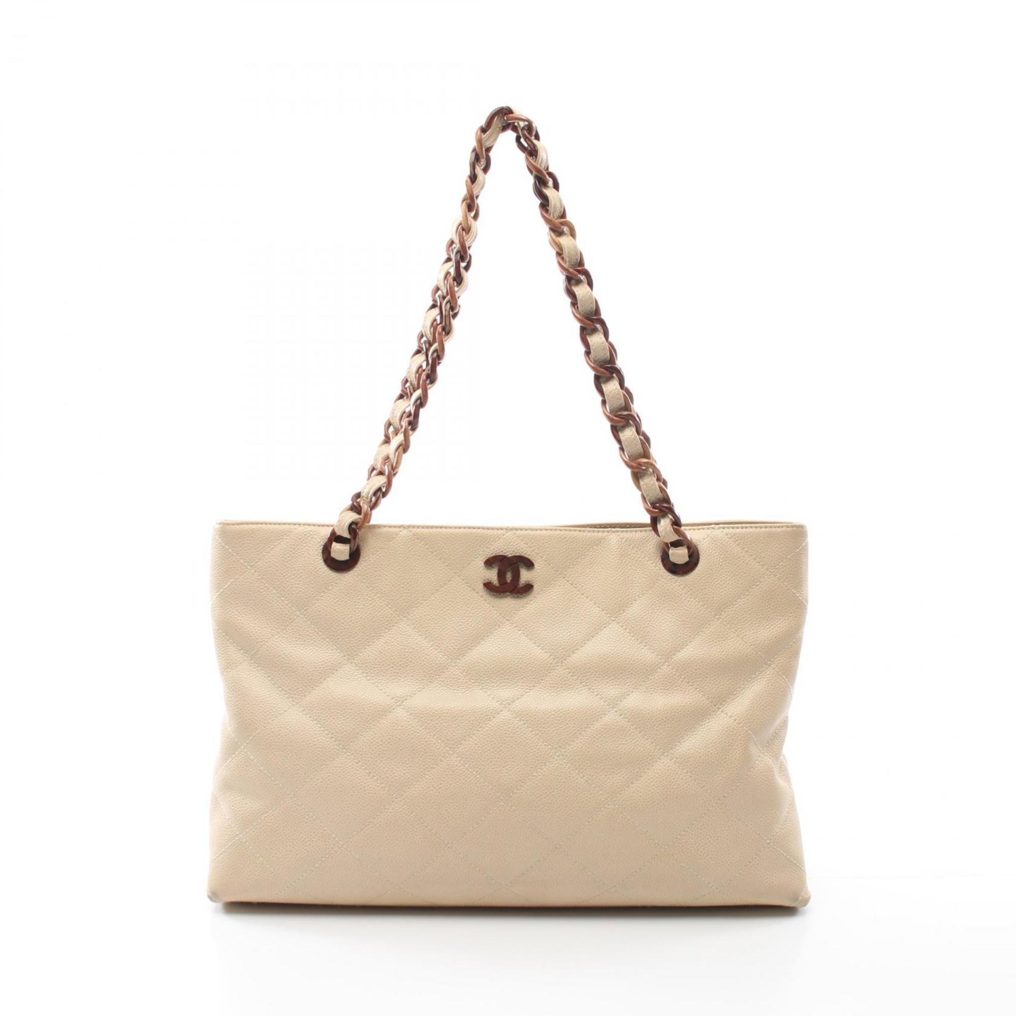 CHANEL Matelasse Tote Bag, Caviar Skin (Grained Calf), Women's, Beige