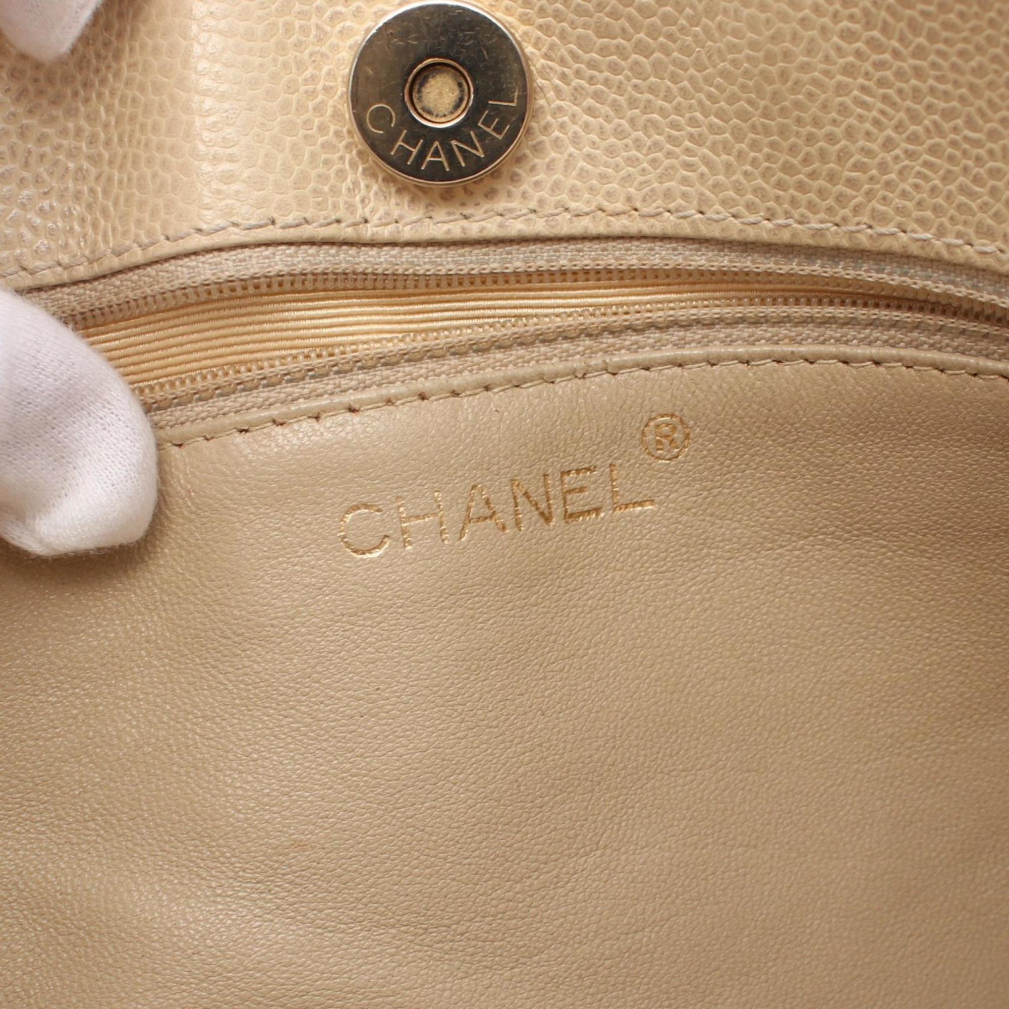 CHANEL Matelasse Tote Bag, Caviar Skin (Grained Calf), Women's, Beige