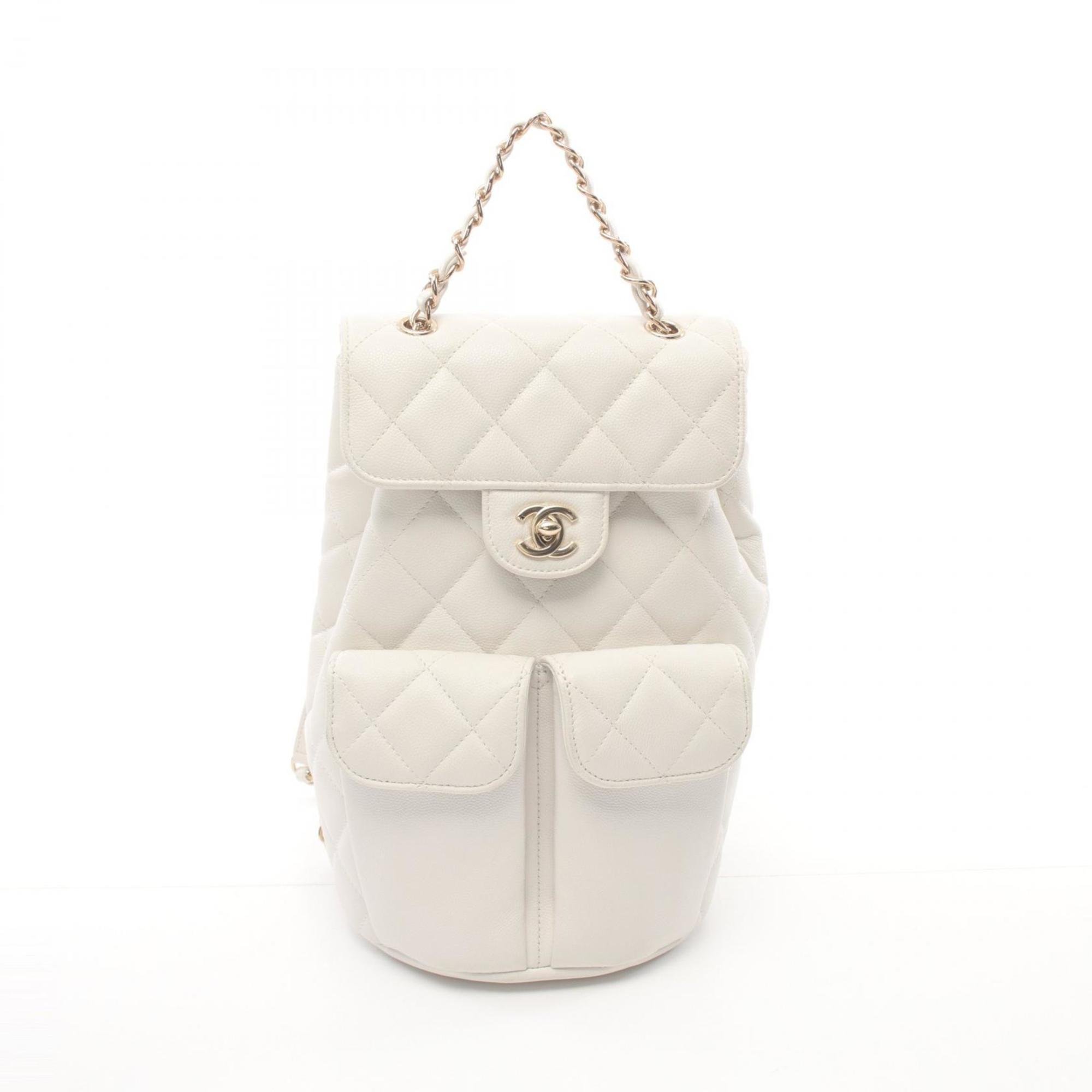 CHANEL Matelasse Backpack Bag Caviar Skin (Grained Calf) Women's White AS3200