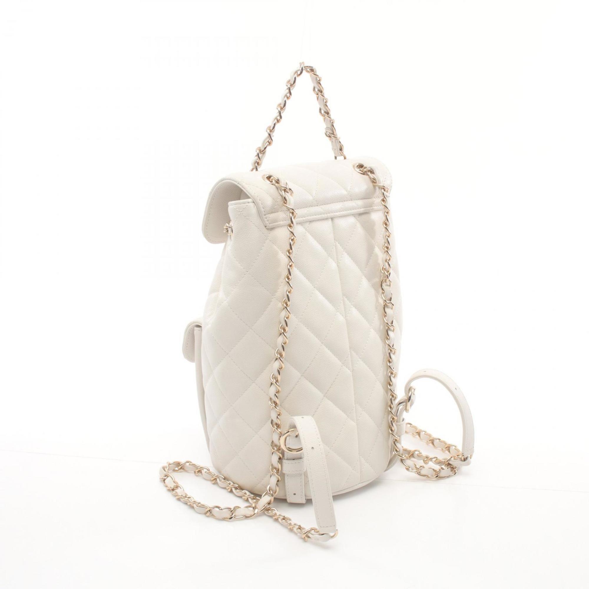 CHANEL Matelasse Backpack Bag Caviar Skin (Grained Calf) Women's White AS3200